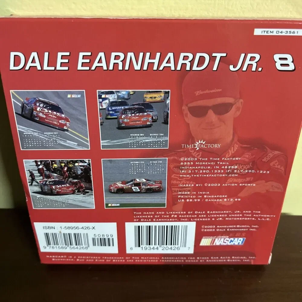 #8 Dale Earnhardt Jr 16 Month Wooden Desk Frame Calendar 2003 Original Box